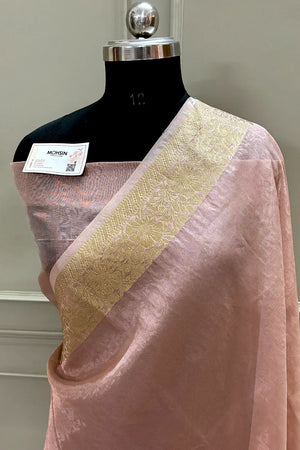 Baby Pink Ambose Tissue Silk Banarasi Saree
