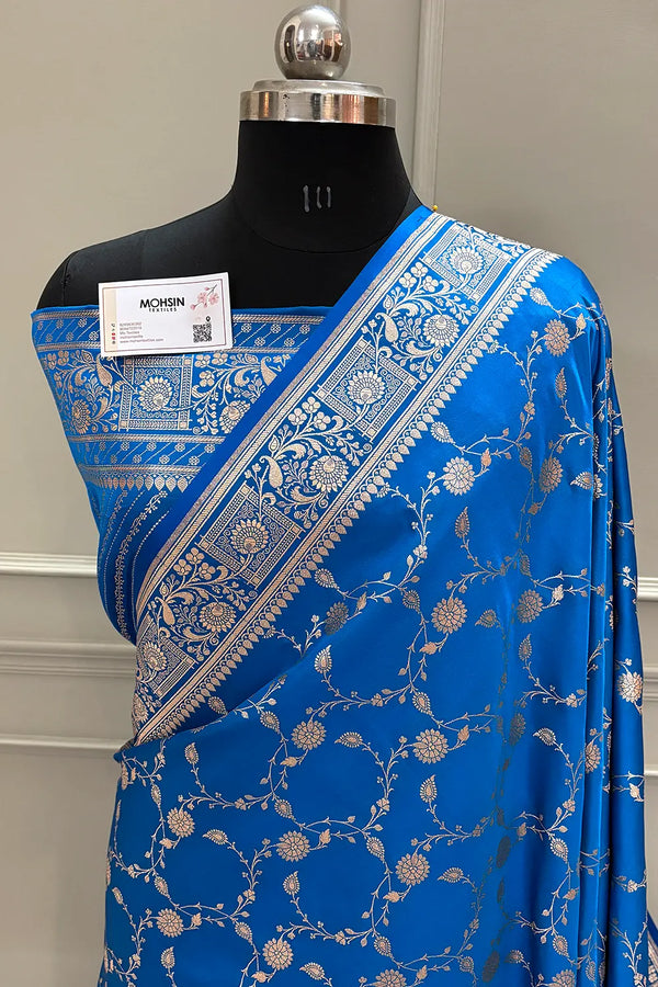 Firozi Albeli Jaal Katan Silk Banarasi Saree