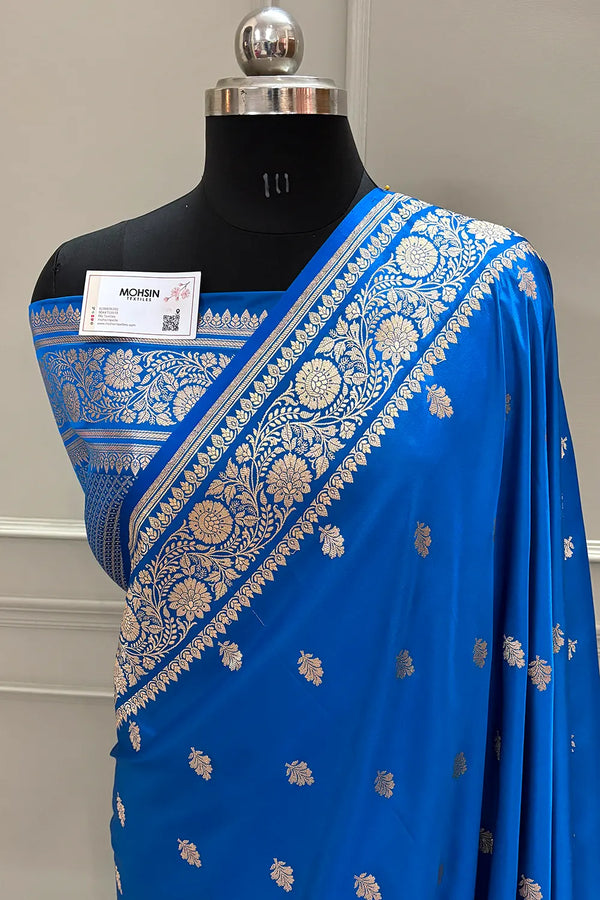 Firozi Podina Buti Katan Silk Banarasi Saree