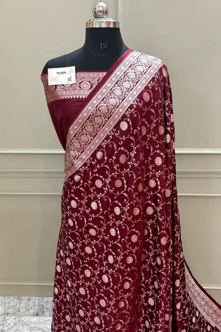 Maroon Murerwa Daal Katan Silk Banarasi Saree