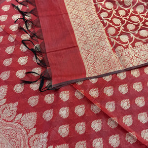 Maroon Uggi Dhan Patti Banarasi Silk Suit