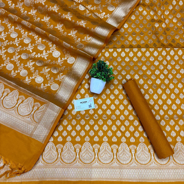 Mustard Gumbad Buti Katan Silk Banarasi Suit