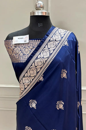 Navy Blue Kohinoor Buti Katan Silk Banarasi Saree