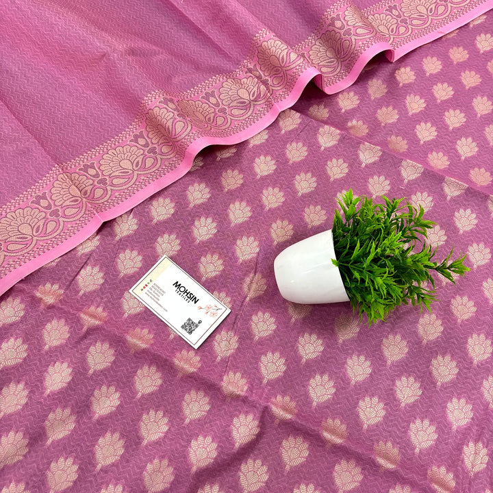 Pink Avatar Cotton Silk Banarasi Suit