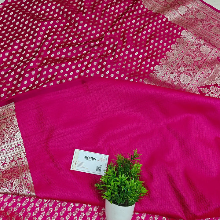 Rani Pink Chunni Buti Katan Silk Banarasi Saree