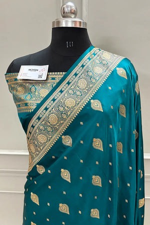 Teal Queen Buti Katan Silk Banarasi Saree