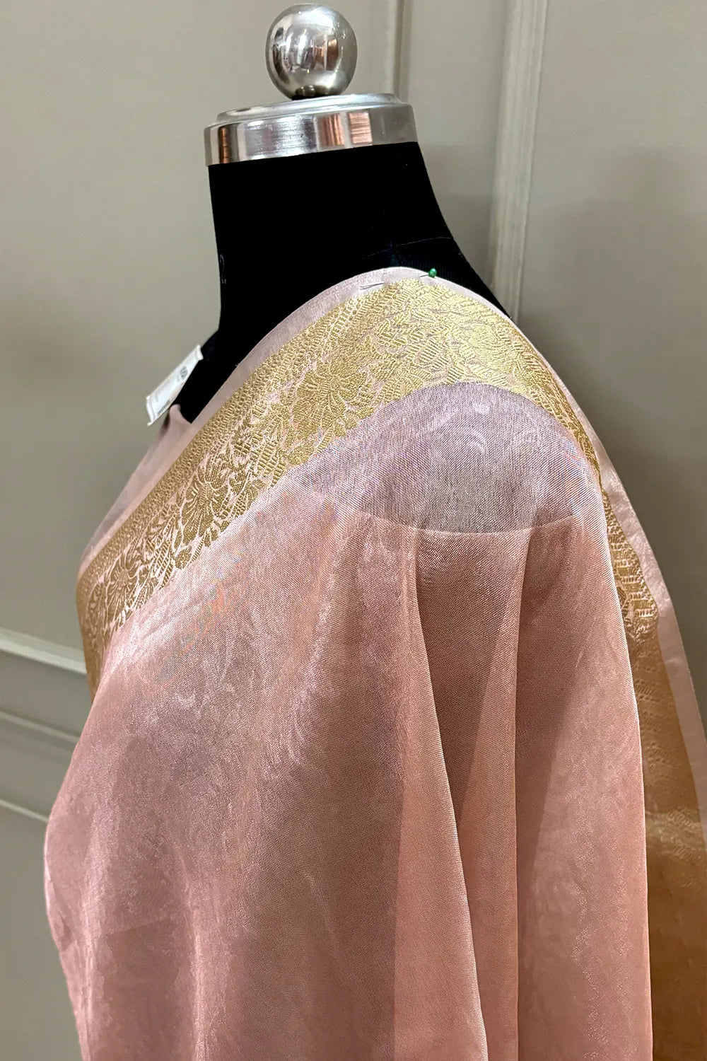 Baby Pink Ambose Tissue Silk Banarasi Saree