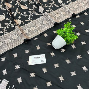 Black Ganga Ghat Katan Silk Banarasi Suit