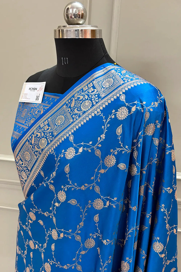 Firozi Albeli Jaal Katan Silk Banarasi Saree