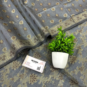 Grey Mogambo Jaal Satin Silk Banarasi Suit