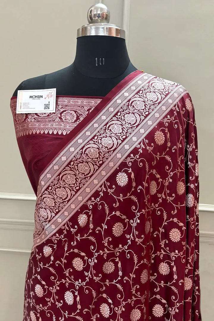 Maroon Murerwa Daal Katan Silk Banarasi Saree