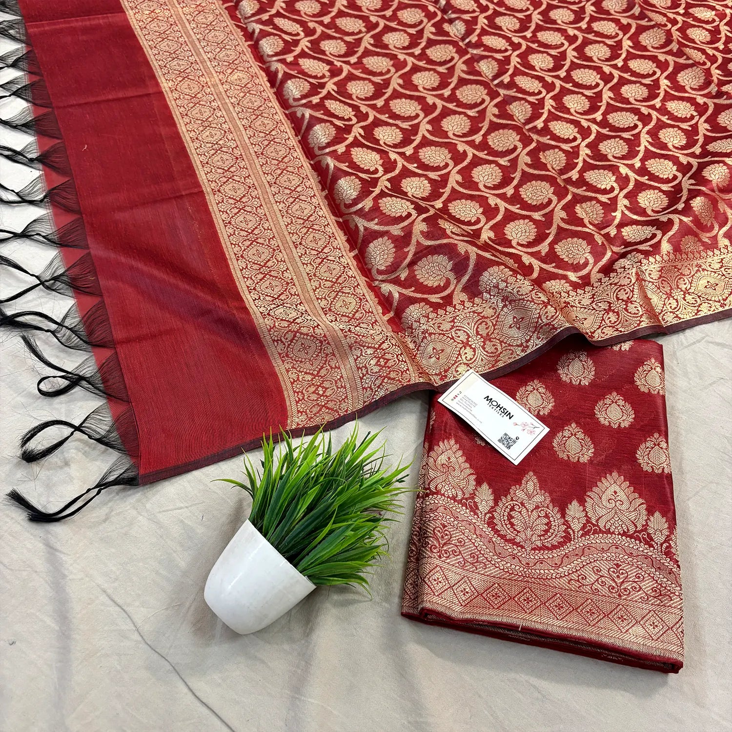 Maroon Uggi Dhan Patti Banarasi Silk Suit