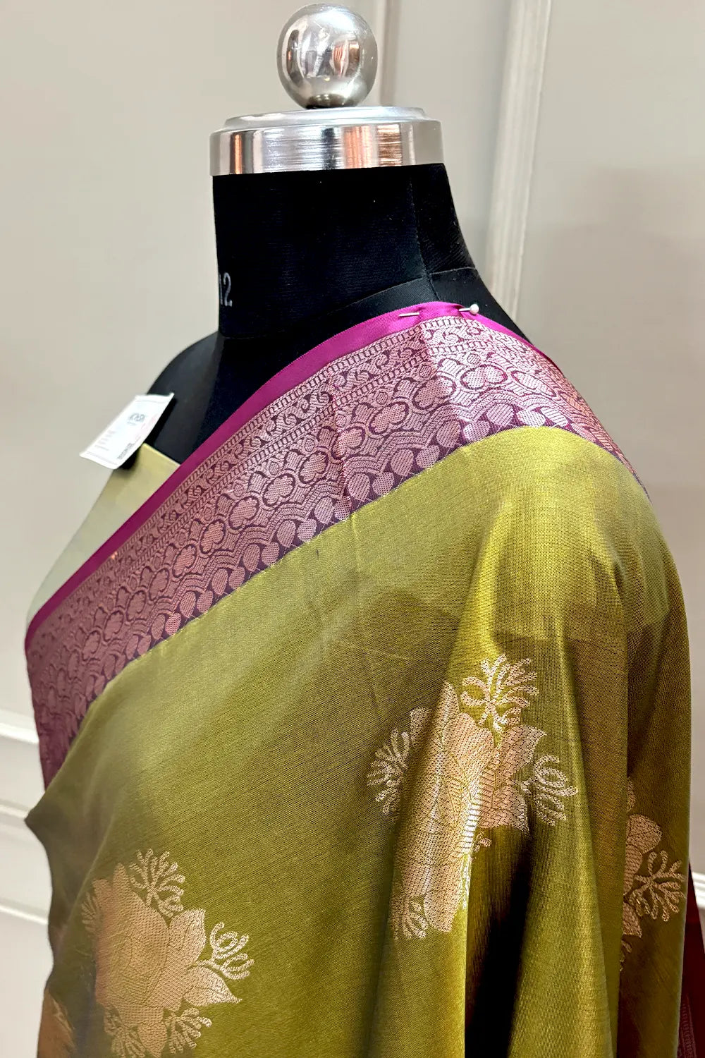 Mehendi and Blue Gulaboo Banarasi Silk Saree