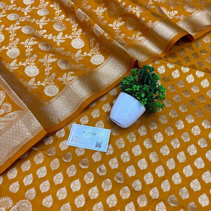 Mustard Gumbad Buti Katan Silk Banarasi Suit