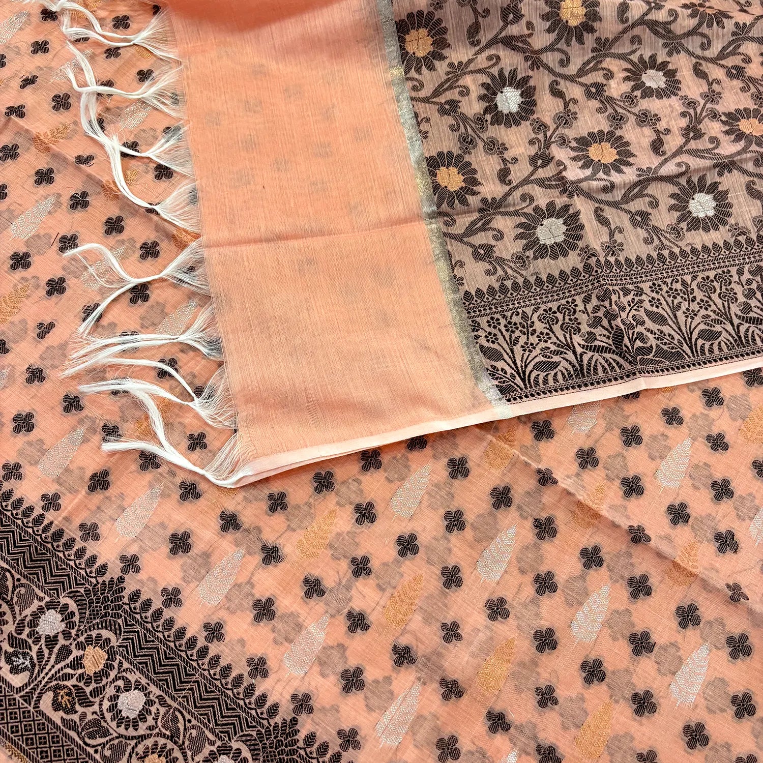 Orange Resham Zari Banarasi Silk Suit