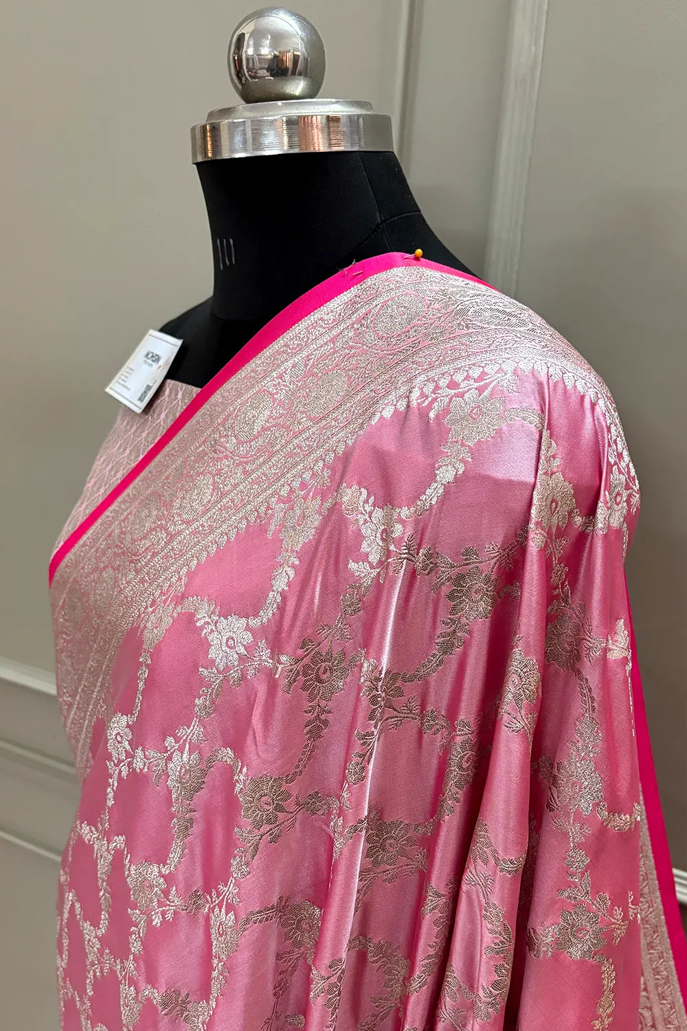 Pink Scorpion Jaal Katan Silk Banarasi Saree