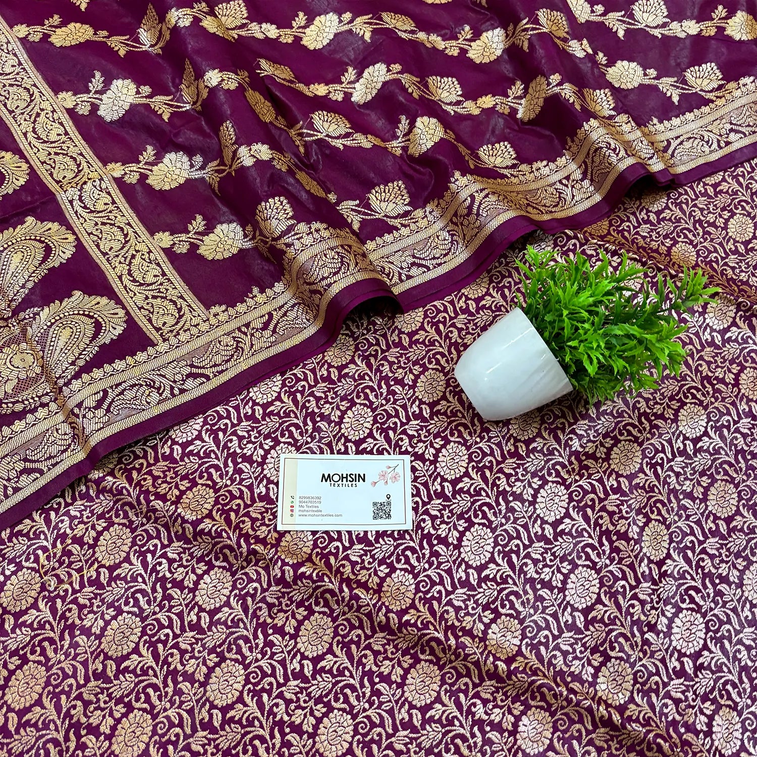 Purple Golden Zari Katan Silk Banarasi Suit