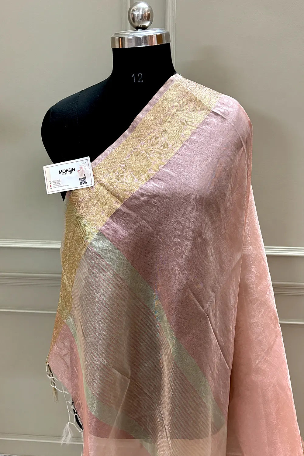 Baby Pink Ambose Tissue Silk Banarasi Saree