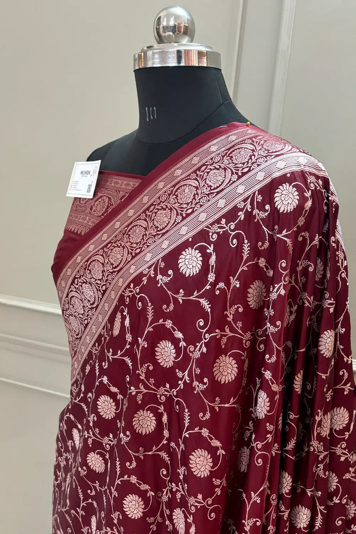 Maroon Murerwa Daal Katan Silk Banarasi Saree