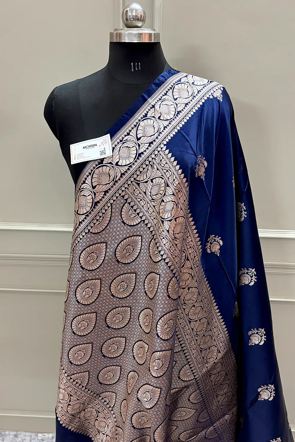 Navy Blue Kohinoor Buti Katan Silk Banarasi Saree