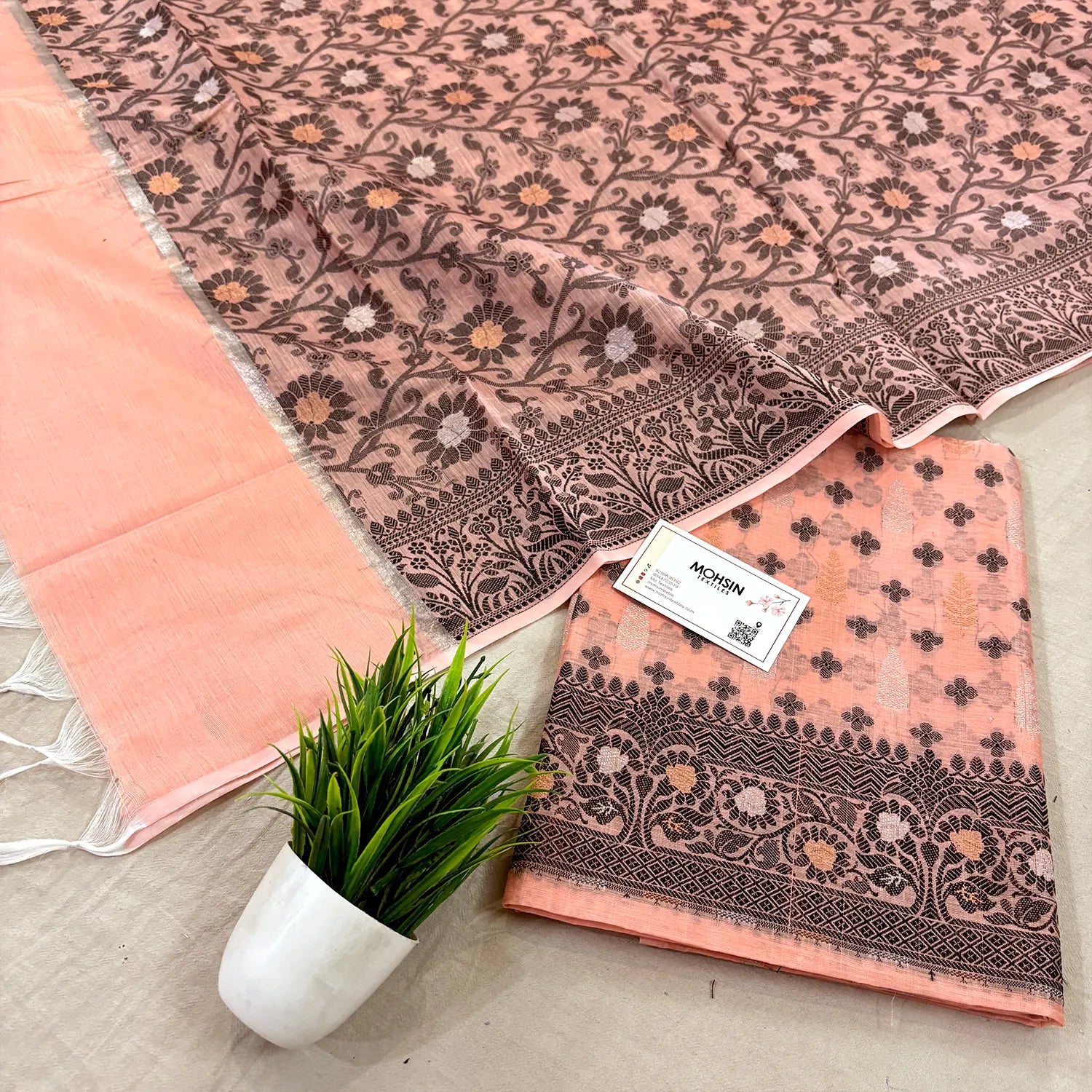 Orange Resham Zari Banarasi Silk Suit