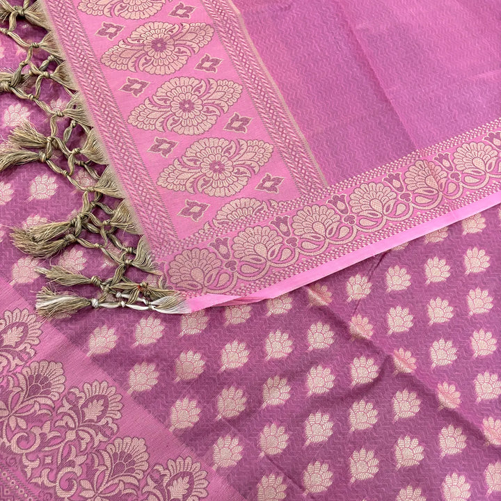 Pink Avatar Cotton Silk Banarasi Suit