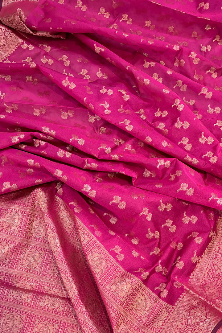 Pink Daab Buti Chanderi Silk Banarasi Saree