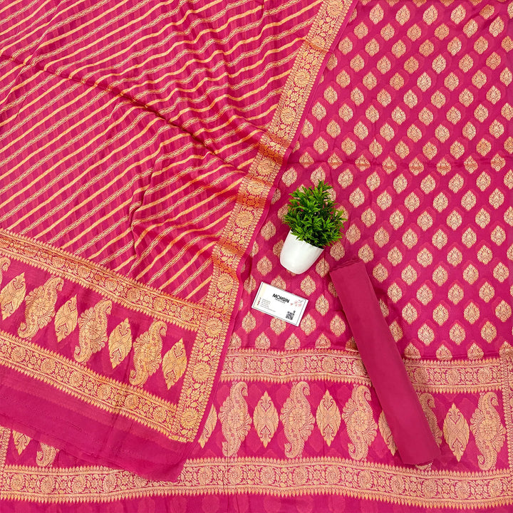 Pink Jaguar Buti Georgette Silk Banarasi Suit