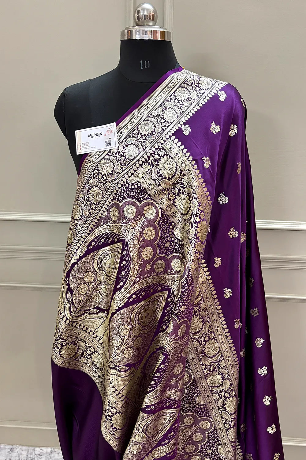 Purple Chaman Buti Katan Silk Banarasi Saree