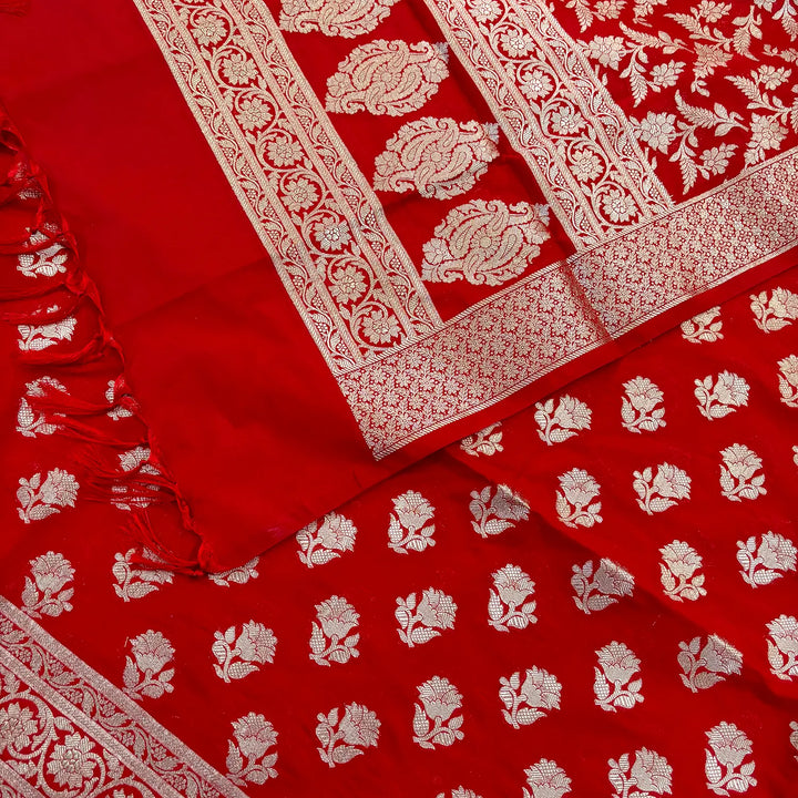 Red Shringar Katan Silk Banarasi Suit