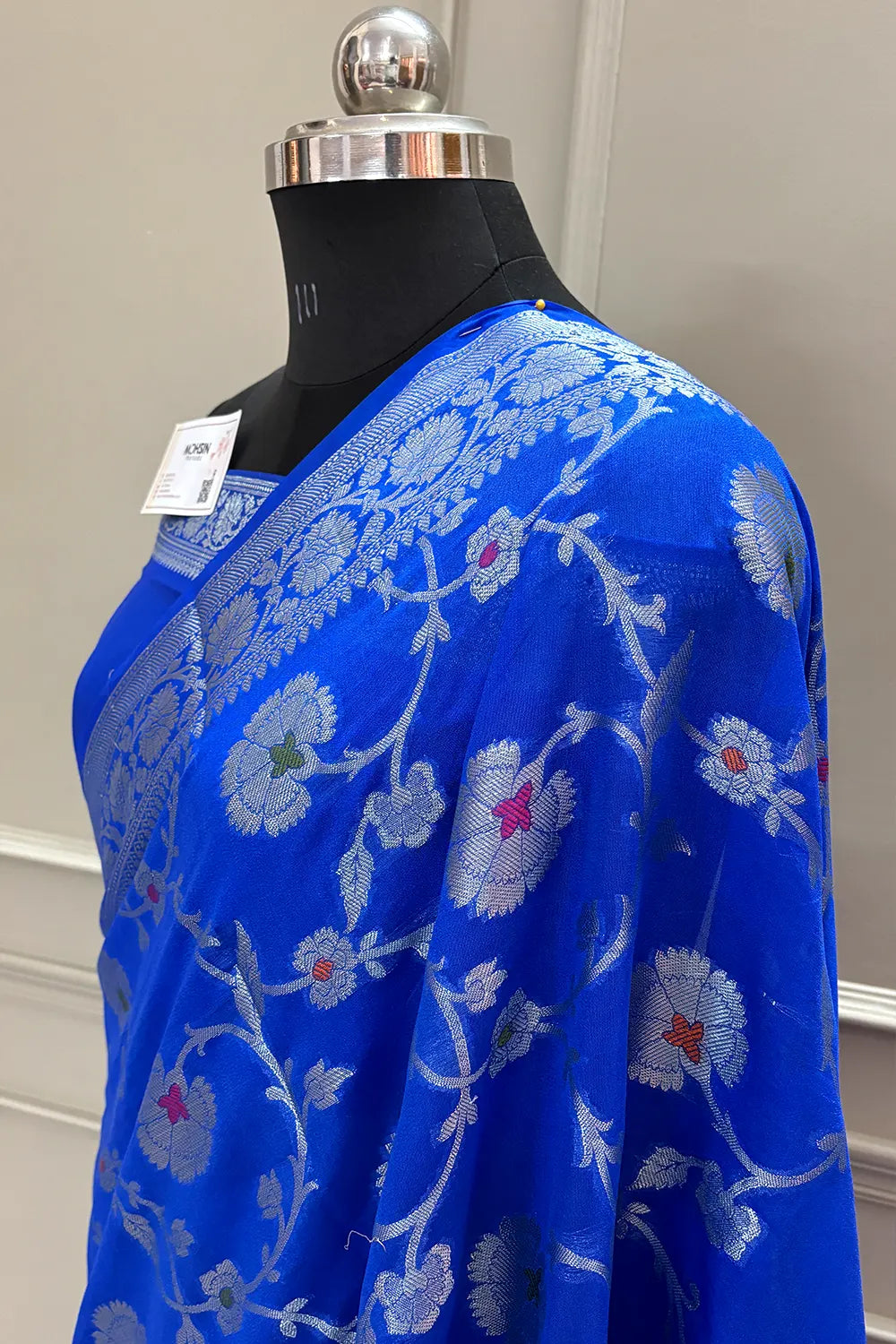 Royal Blue Golden Zari Georgette Silk Banarasi Saree