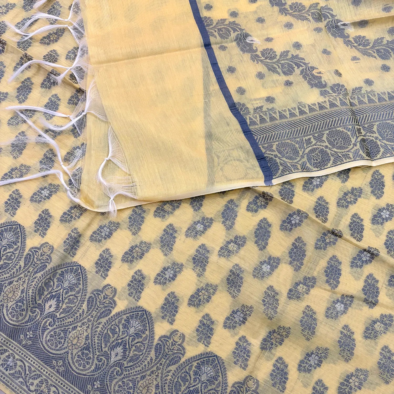 Yellow Resham Zari Banarasi Silk Suit