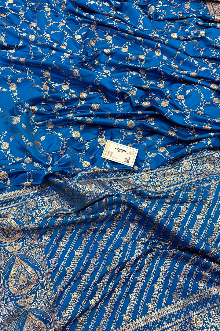 Firozi Albeli Jaal Katan Silk Banarasi Saree