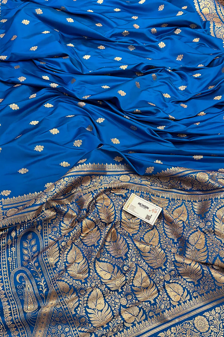 Firozi Podina Buti Katan Silk Banarasi Saree