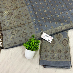 Grey Mogambo Jaal Satin Silk Banarasi Suit