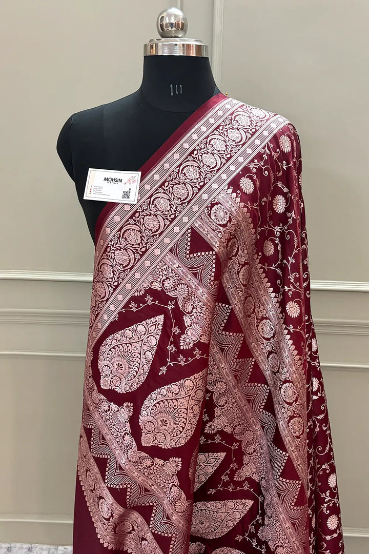 Maroon Murerwa Daal Katan Silk Banarasi Saree