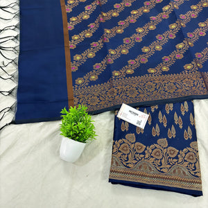 Navy Blue Kadi Patti Satin Silk Banarasi Suit