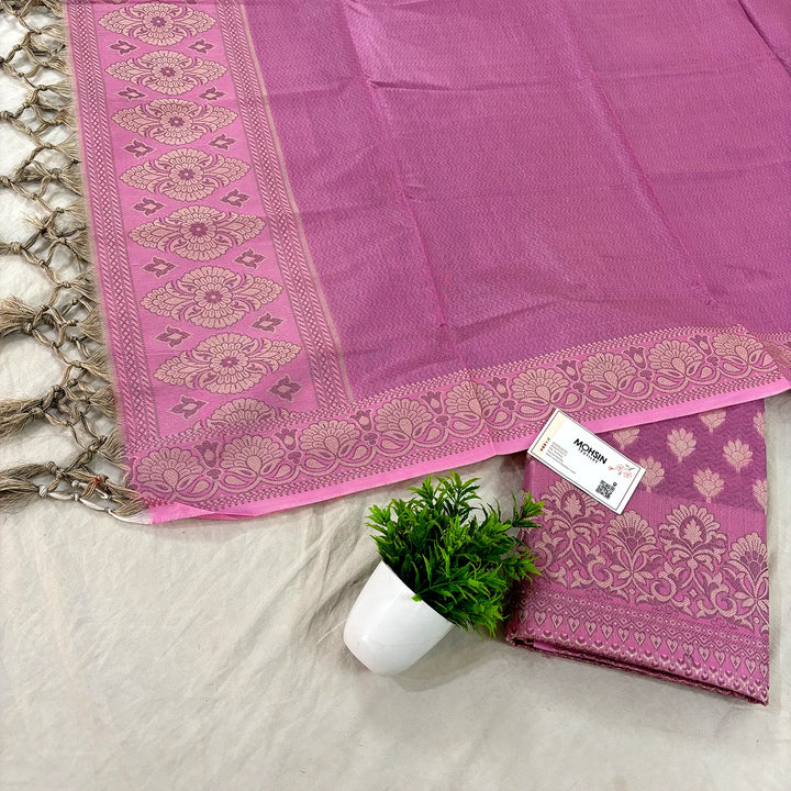 Pink Avatar Cotton Silk Banarasi Suit