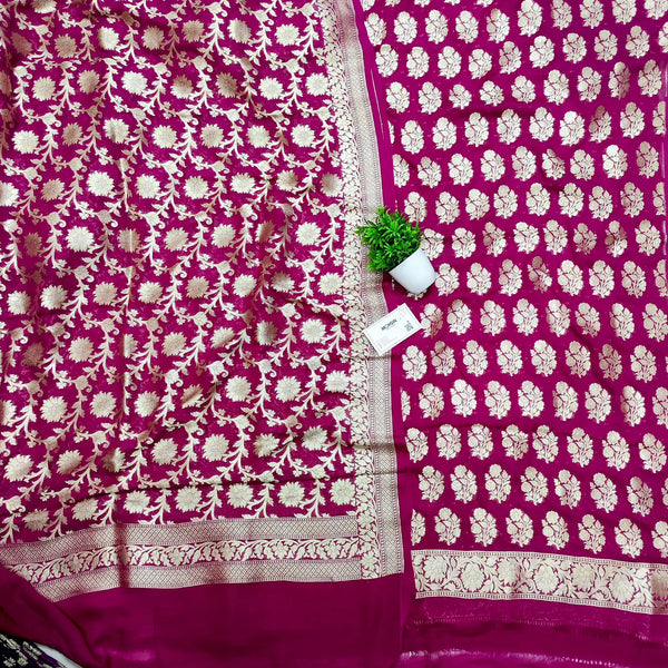 Pink Rose Guldasta Georgette Silk Banarasi Suit