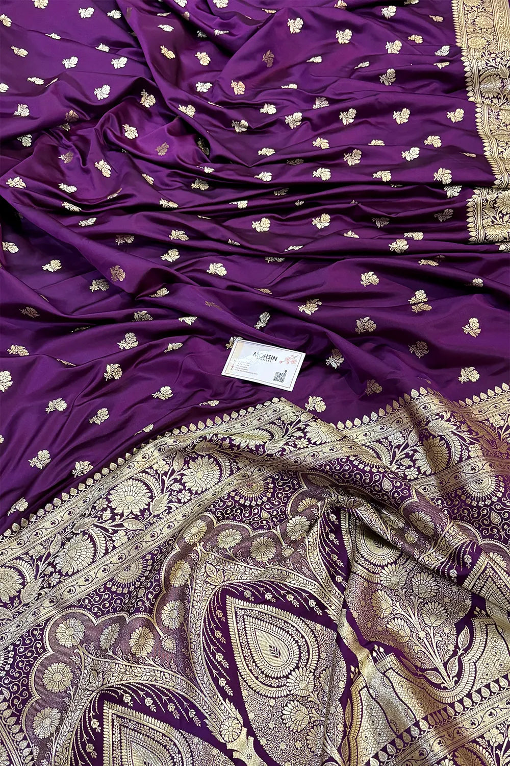 Purple Chaman Buti Katan Silk Banarasi Saree