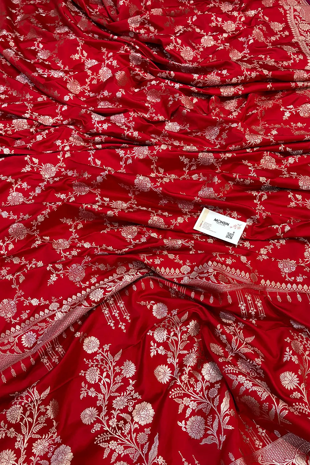 Red Jhanjaal Katan Silk Banarasi Saree