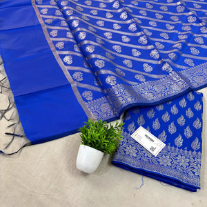 Royal Blue Agnipath Buti Satin Silk Banarasi Suit