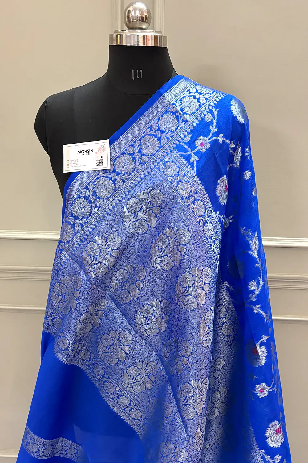 Royal Blue Golden Zari Georgette Silk Banarasi Saree