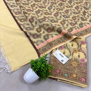 Yellow Resham Zari Banarasi Silk Suit