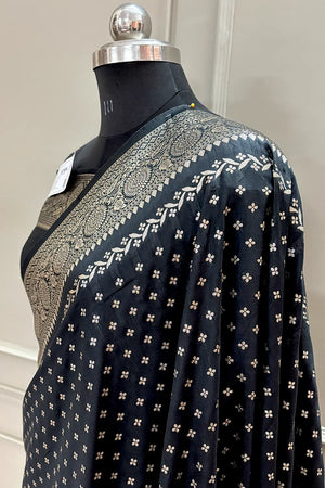 Black Golden Zari Silky Banarasi Saree