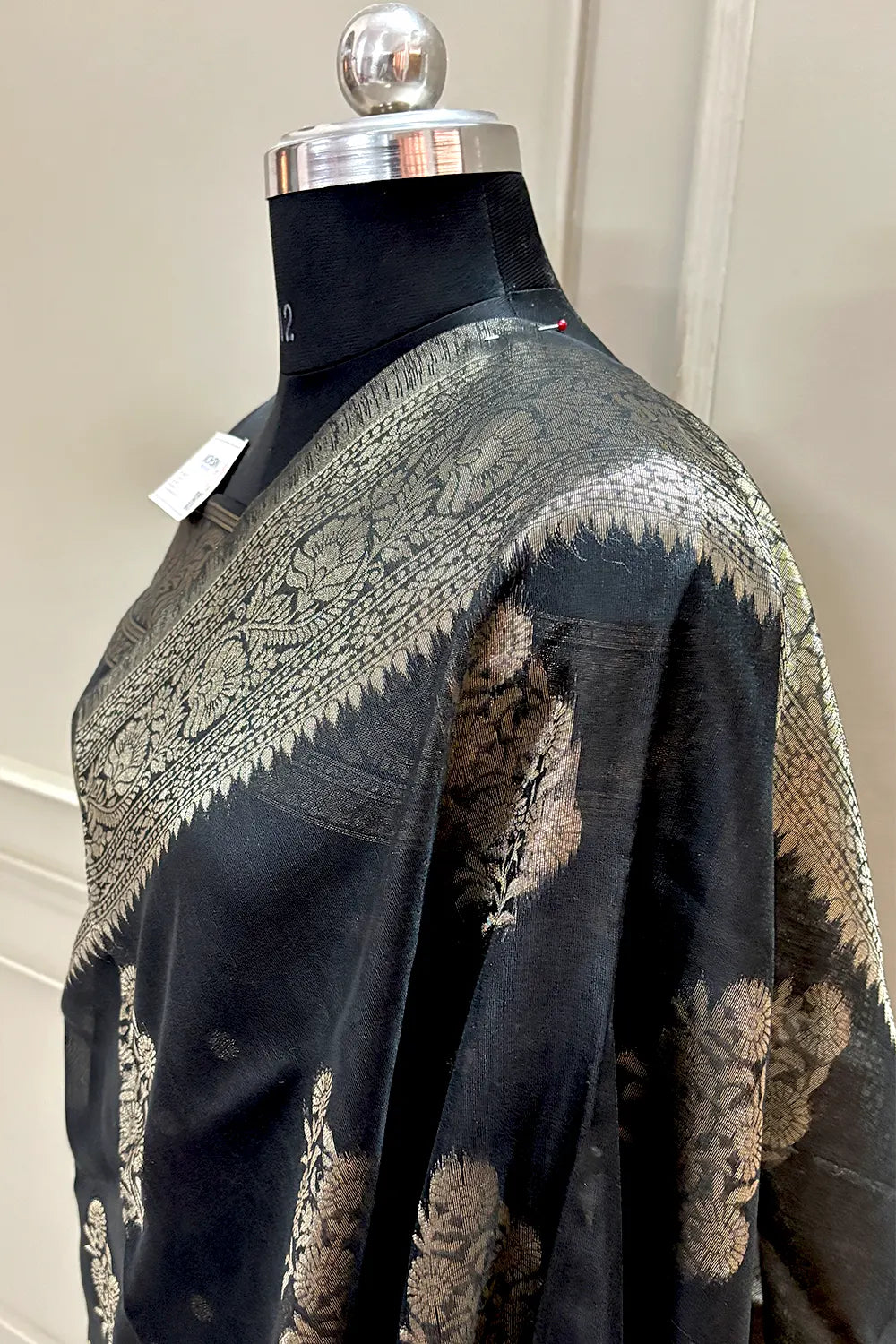 Black Resham Zari Cotton Silk Banarasi Saree