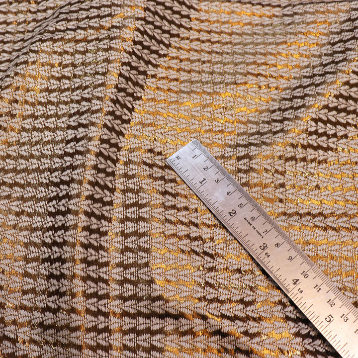 Brown Lorex and Resham Shimmer Silk Fabric