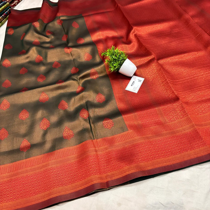 Cooper and Orange Tissue Silk Banarasi Saree