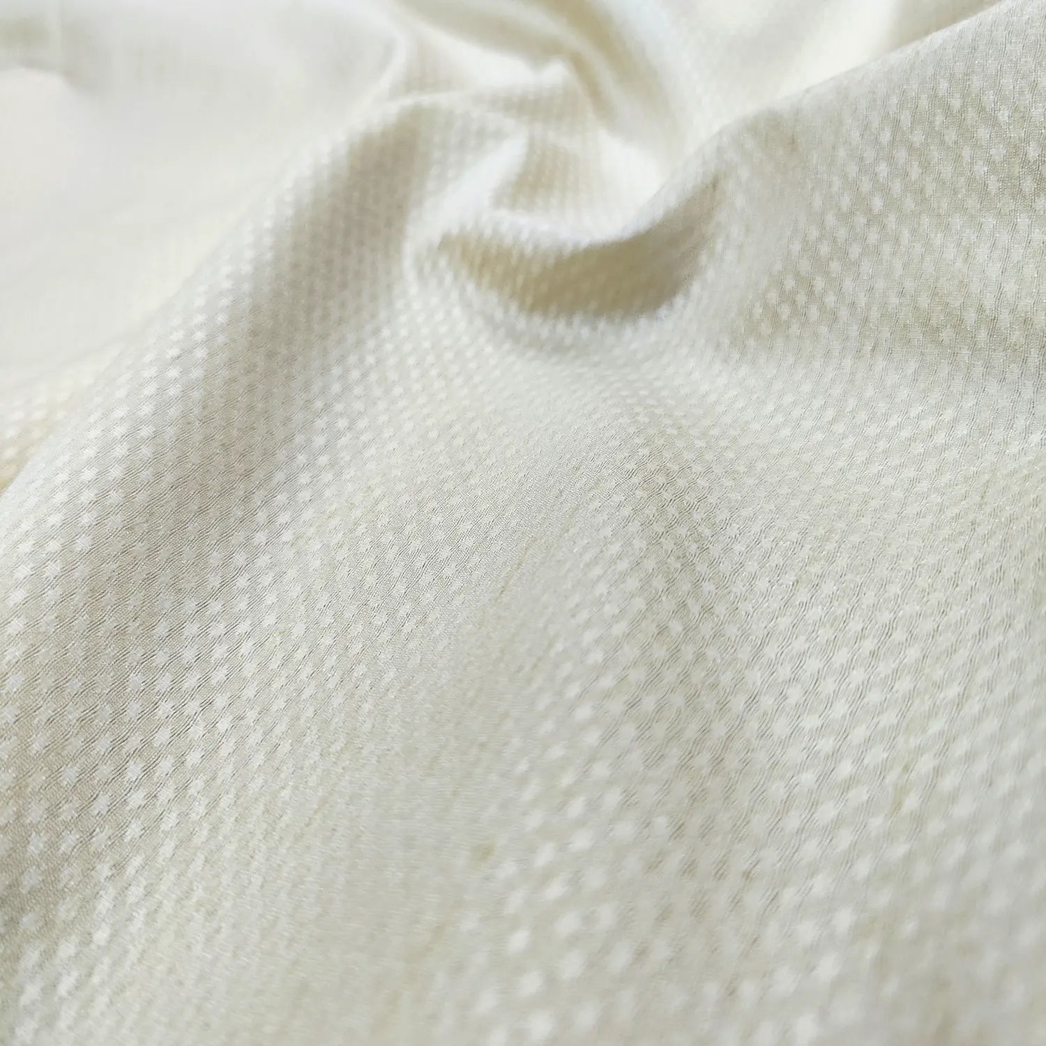 Cream Tanchoi Cotton Silk Banarasi Fabric