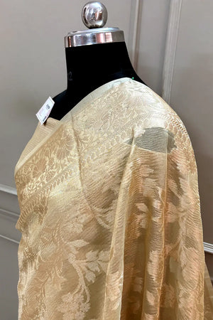 Gold Zari Tissue Silk Banarasi Saree